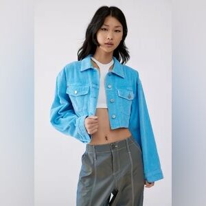 BDG Carissa Corduroy Cropped Jacket. Size M, blue